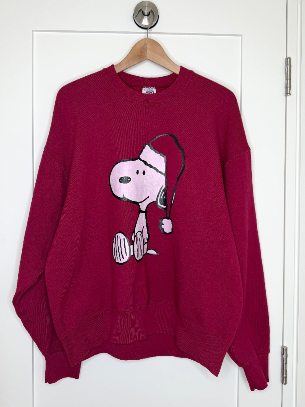 Vintage 90s BVD Peanuts Snoopy Christmas Santa Hat Crewneck Sweatshirt